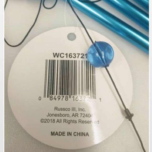 New Russo III Wind Chime Dragonfly Blue Metal Glass Home Outdoor - Picture 15 of 16